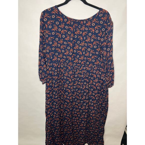 Caslon, Navy Floral Maxi Dress, Cotton Blend, Button Front, Boho Cottagecore - Picture 9 of 15